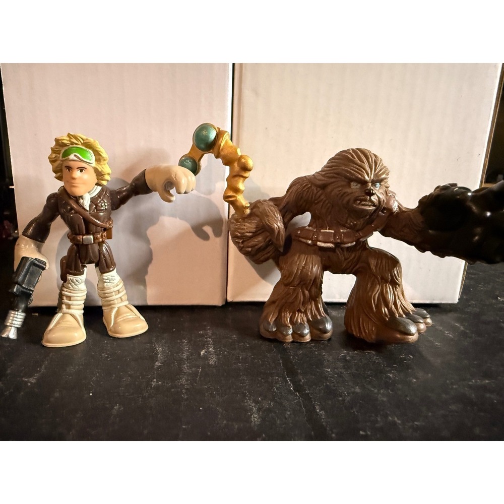 Hasbro Star Wars Galactic Heroes Han Solo Hoth and Chewbacca Action Figure Lot